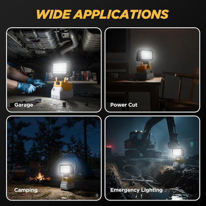 6000 Lumen 40W LED Work Light -Compatible with Dewalt 20V Max Battery