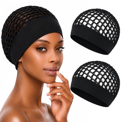 2 Pieces Comfortable Elastic Knit Hair Net for Sleeping