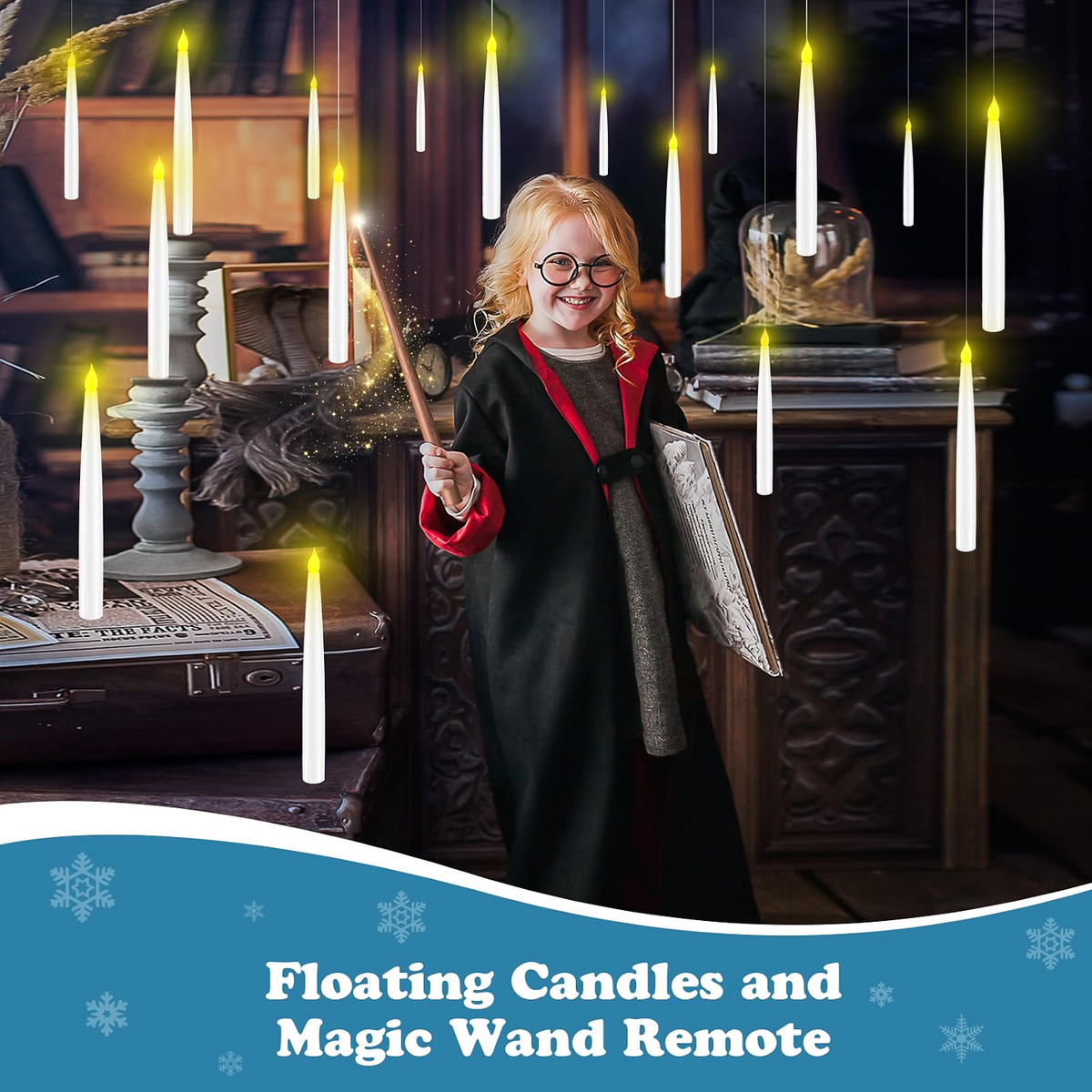 Flameless Candles with Magic Wand Remote for Christmas & Halloween Decor