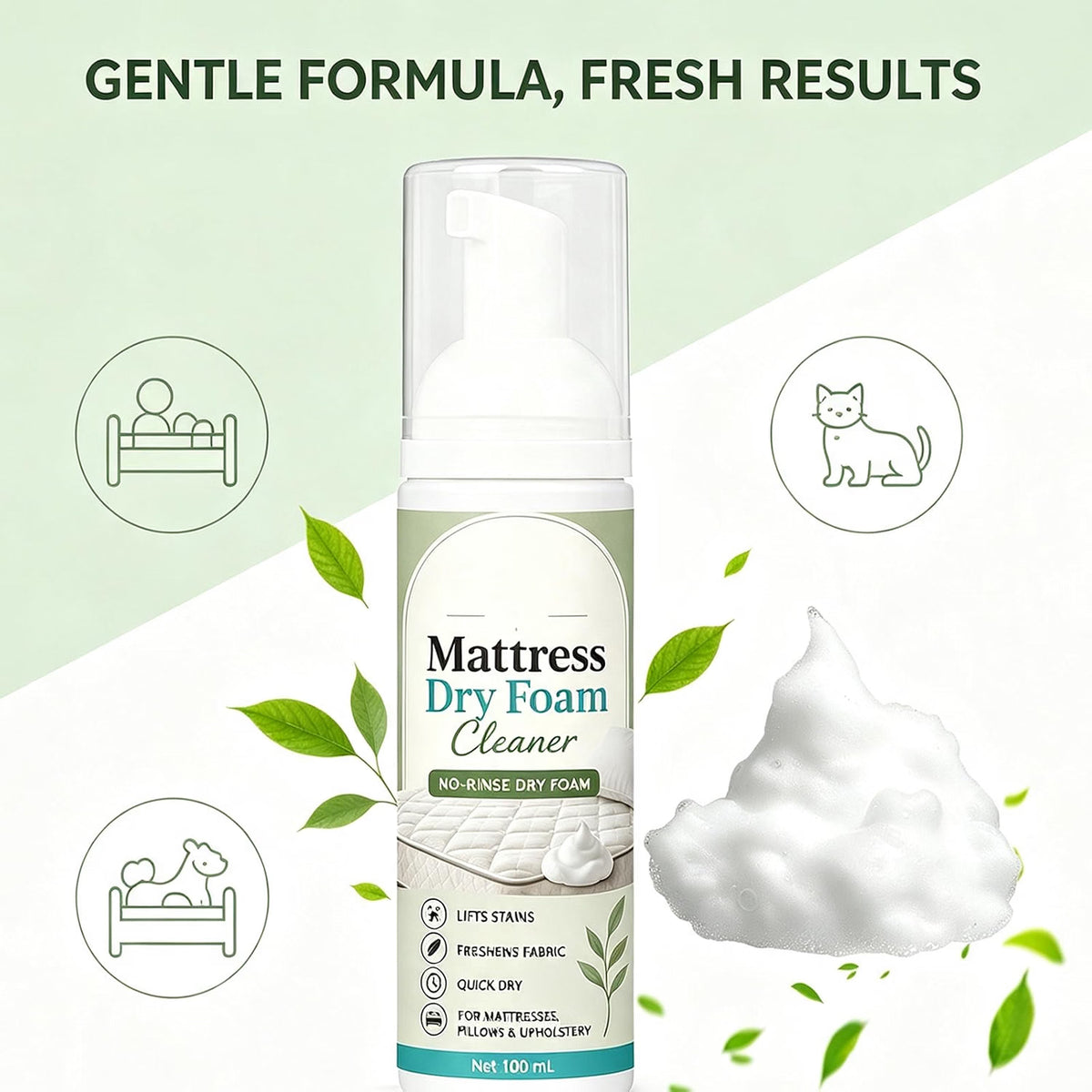 No‑rinse Mattress Dry Foam Cleaner