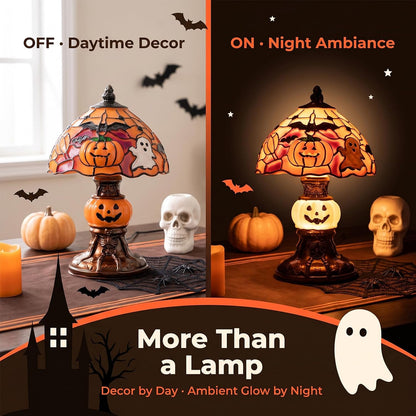 Halloween Pumpkin Lamp – Hand-Painted Design, Warm Glow & USB Powered