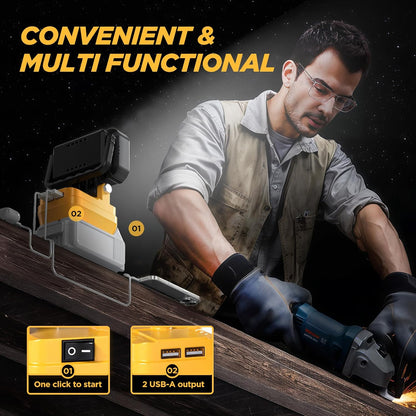 6000 Lumen 40W LED Work Light -Compatible with Dewalt 20V Max Battery