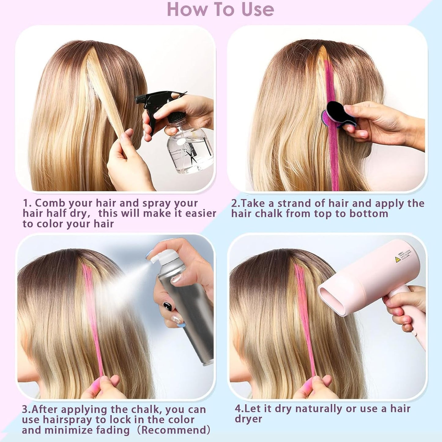 Washable Hair Chalk for Girls – 12-Color Temporary Hair Dye