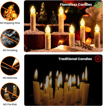 10Pcs Flameless Christmas Trees Candles with Remote Timer