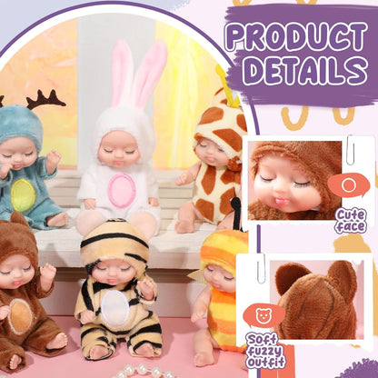 6 Piece Fairy Princess Doll Set-4.3 Inch Lifelike Newborn Baby Dolls