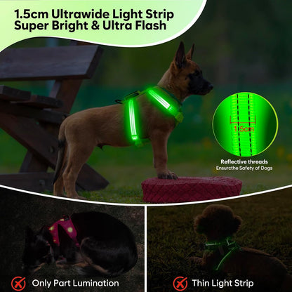LED Rechargeable Adjustable Dog Vest Harness