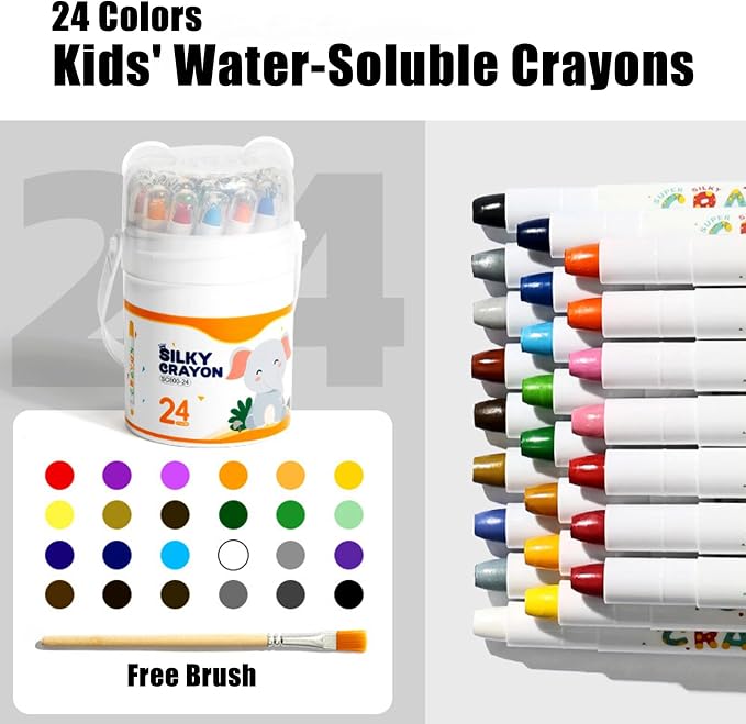 24 Washable Crayons for Toddlers – Non-Toxic Twist-Up Paint Sticks