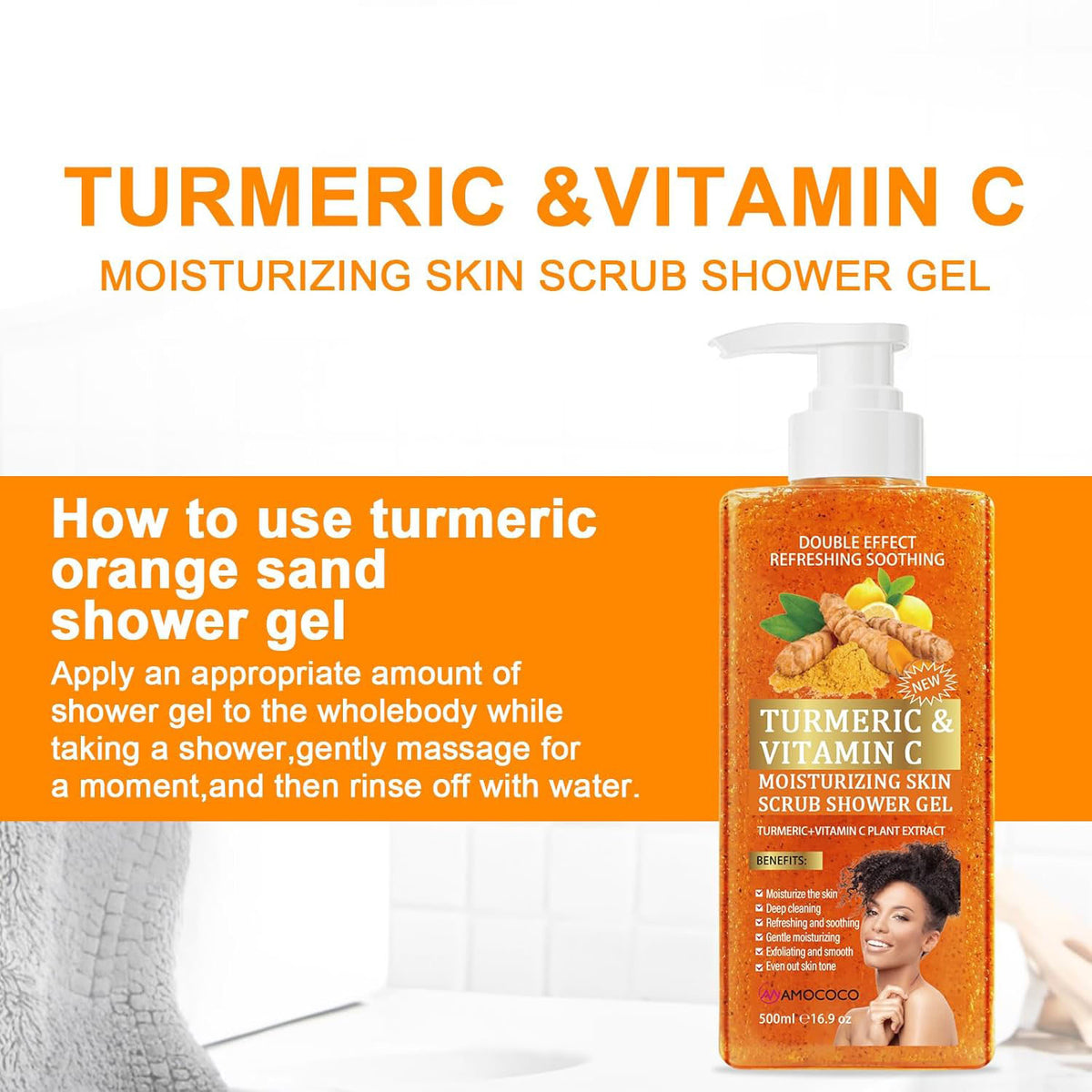 Turmeric Glow Scrub Body Wash – Vitamin C, Deep Moisture & Lasting Scent 500ml