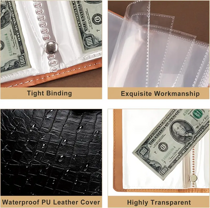 100-Pocket PU Leather Currency Album with Password Lock