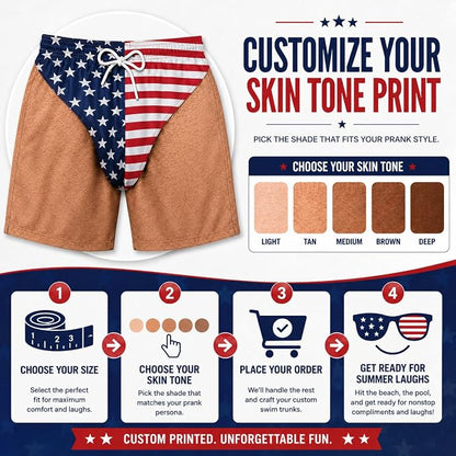 Custom Funny Patriotic Swim Trunks for Men