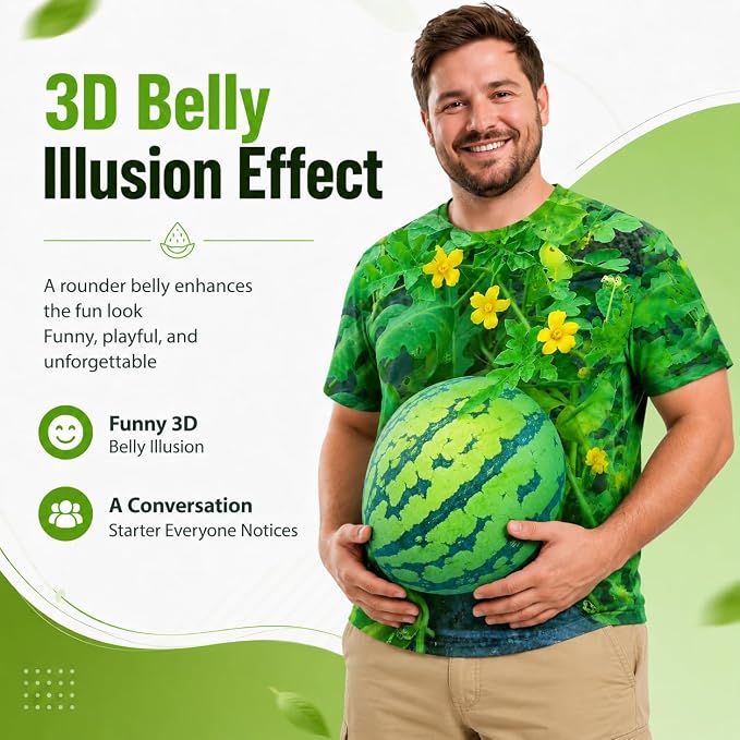 Funny 3D Watermelon Belly T Shirt for Men