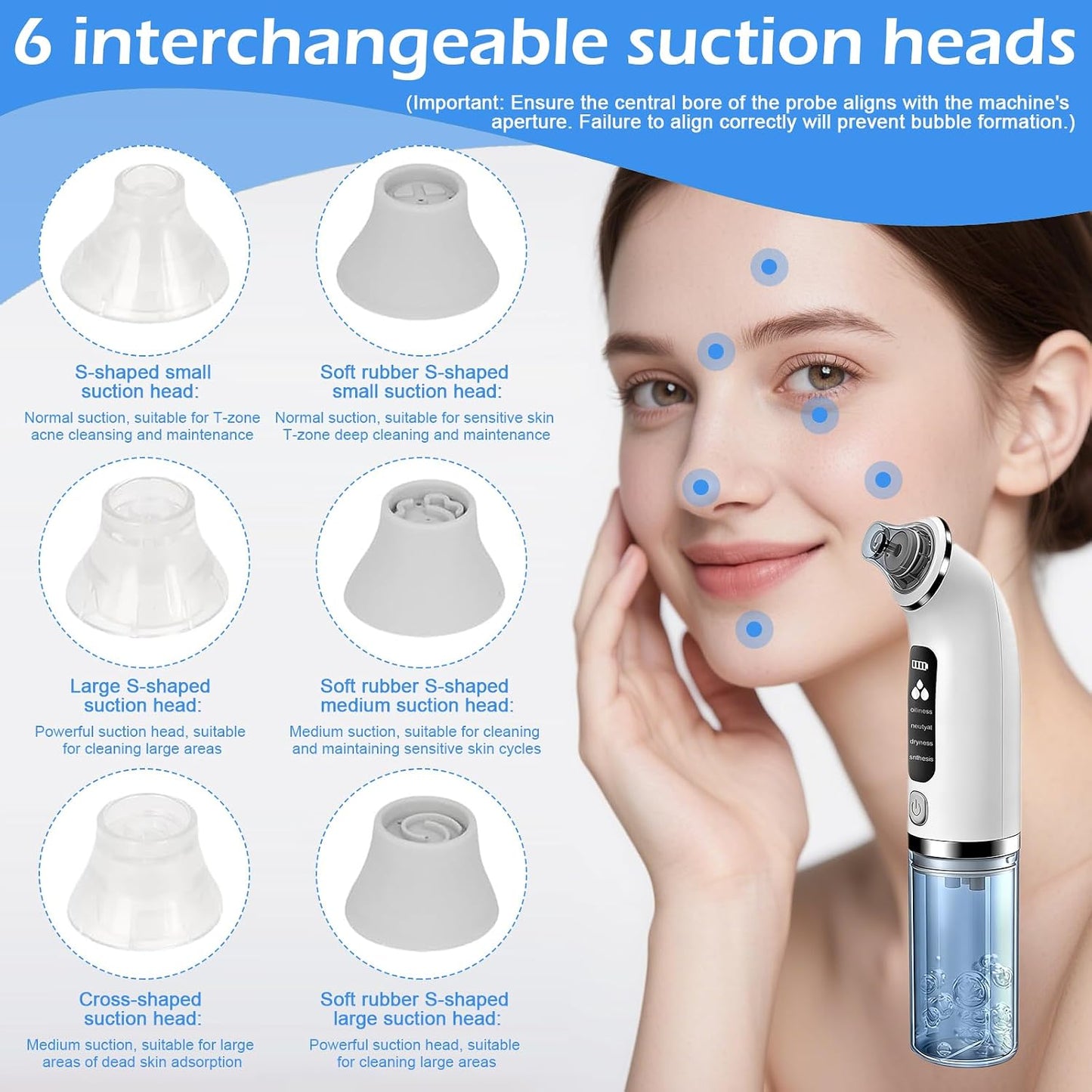 Blackhead Remover Pore Vacuum with 4 Suction Modes & 6 Tips