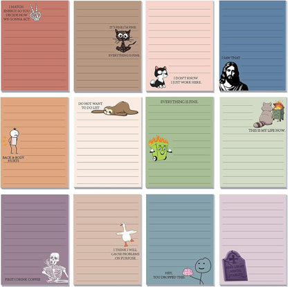 12 Pcs Funny Sticky Notes for Work 4x3''