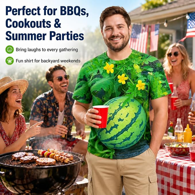 Funny 3D Watermelon Belly T Shirt for Men