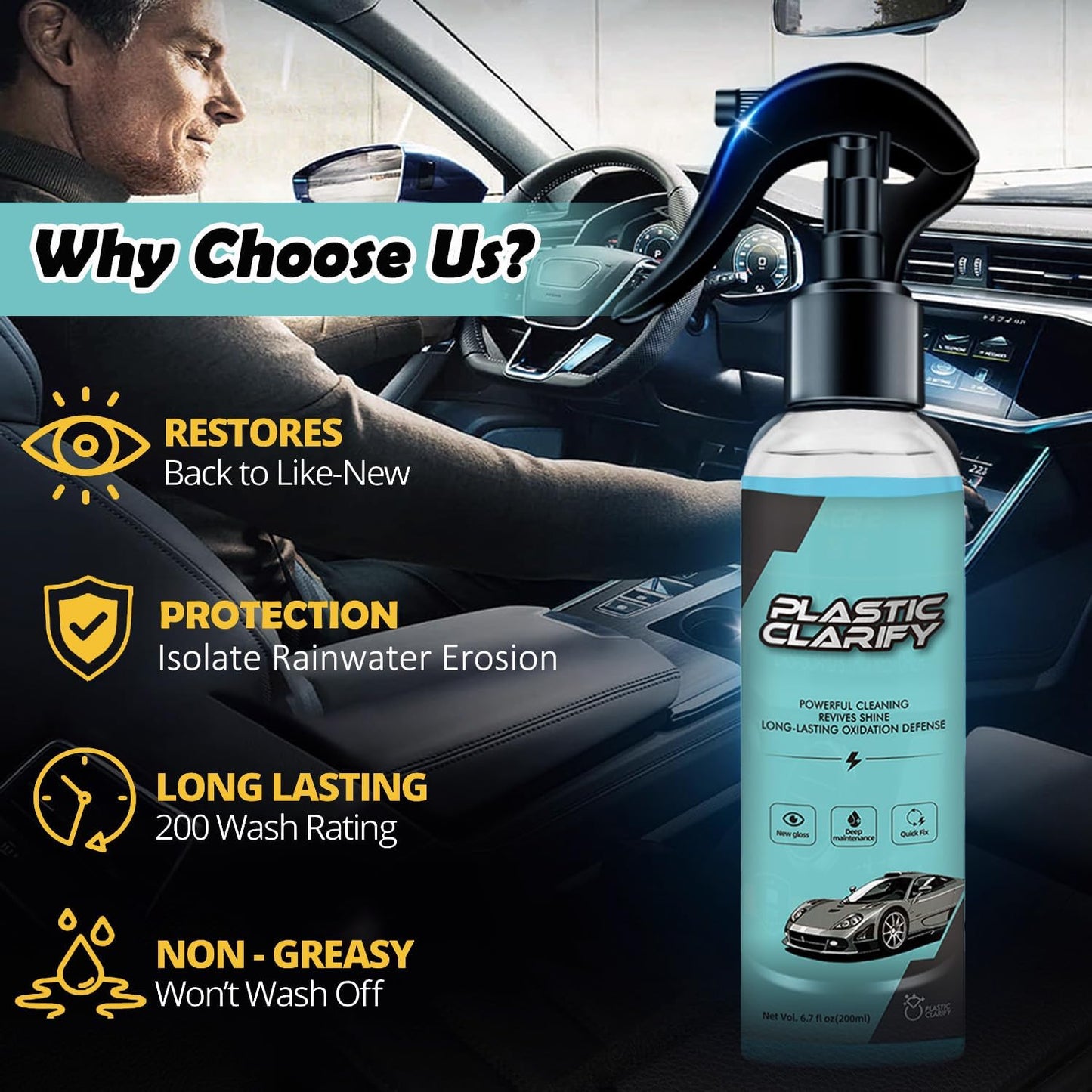 Car Plastic Restorer – Deep Shine, UV Protection & Trim Revival
