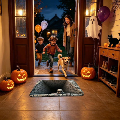 3D Halloween Skull Doormat – Optical Illusion Crystal Velvet Rug