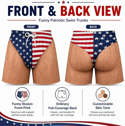 Custom Funny Patriotic Swim Trunks for Men