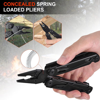 28-in-1 Stainless Steel Multitool with Self-Locking Pliers