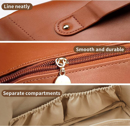PU Leather Waterproof Makeup Pouch – Travel Cosmetic Organizer, 4 Colors