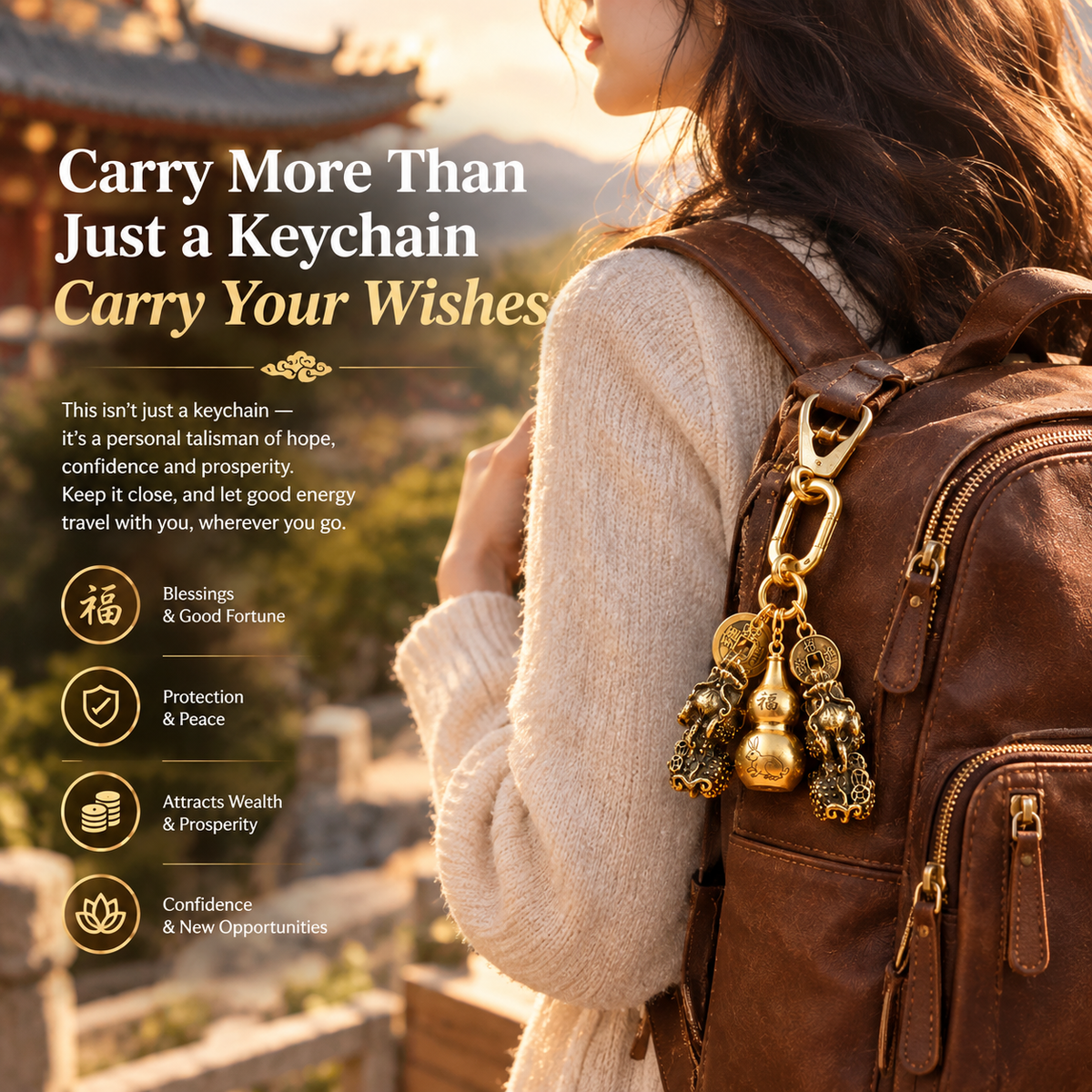 Chinese Pixiu Fortune Keychain – Brass Zodiac Protection Charm