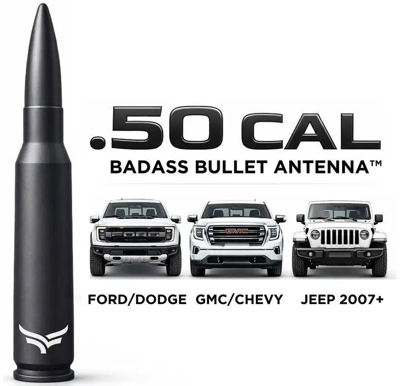 50 Cal Badass Bullet Antenna for Ford Dodge GMC Chevy & Jeep 2007+