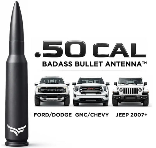 50 Cal Badass Bullet Antenna for Ford Dodge GMC Chevy & Jeep 2007+