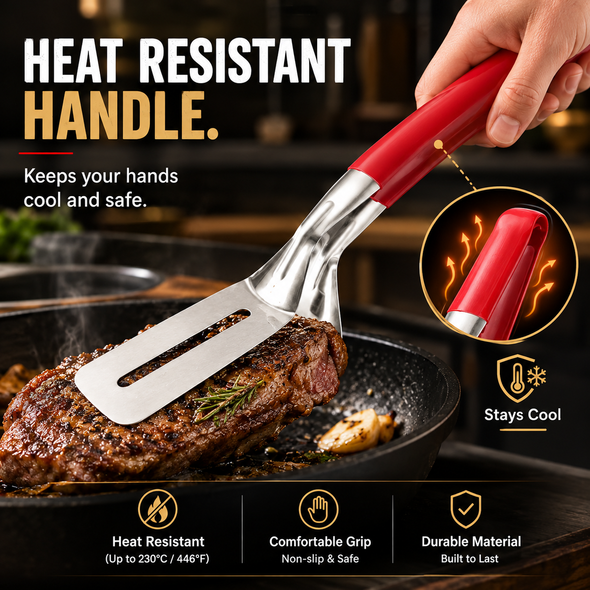 2-in-1 304 Food-Grade Stainless Steel Spatula Tongs – Grip, Flip & Serve
