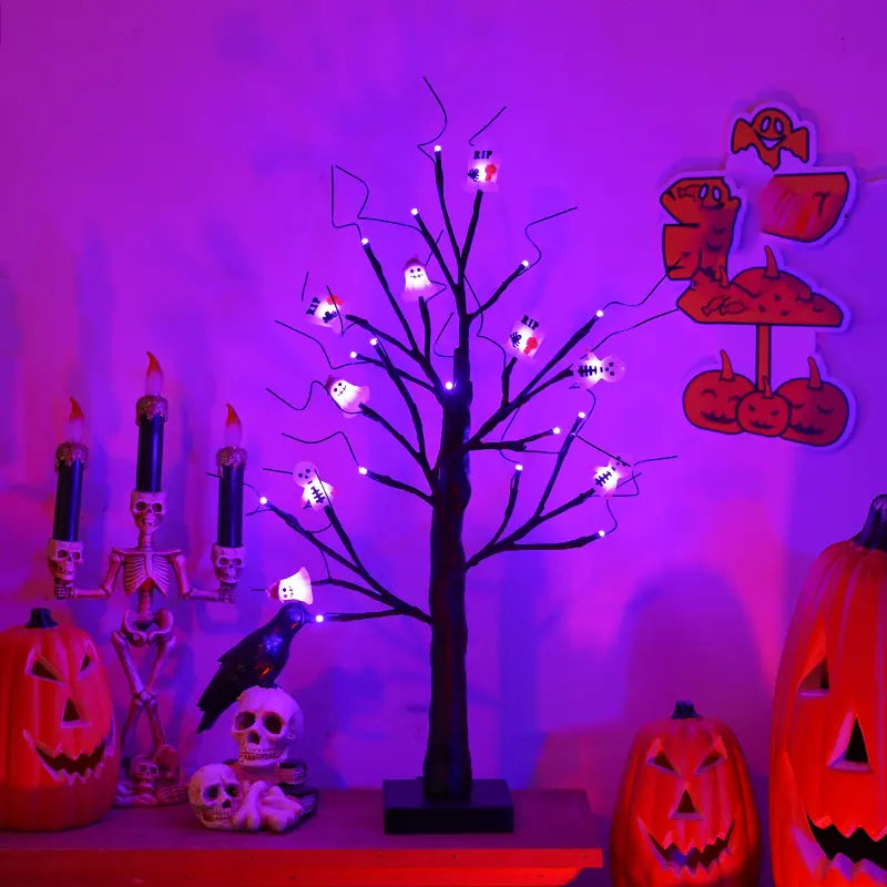 24-Inch Halloween Black Horror Tree Lights