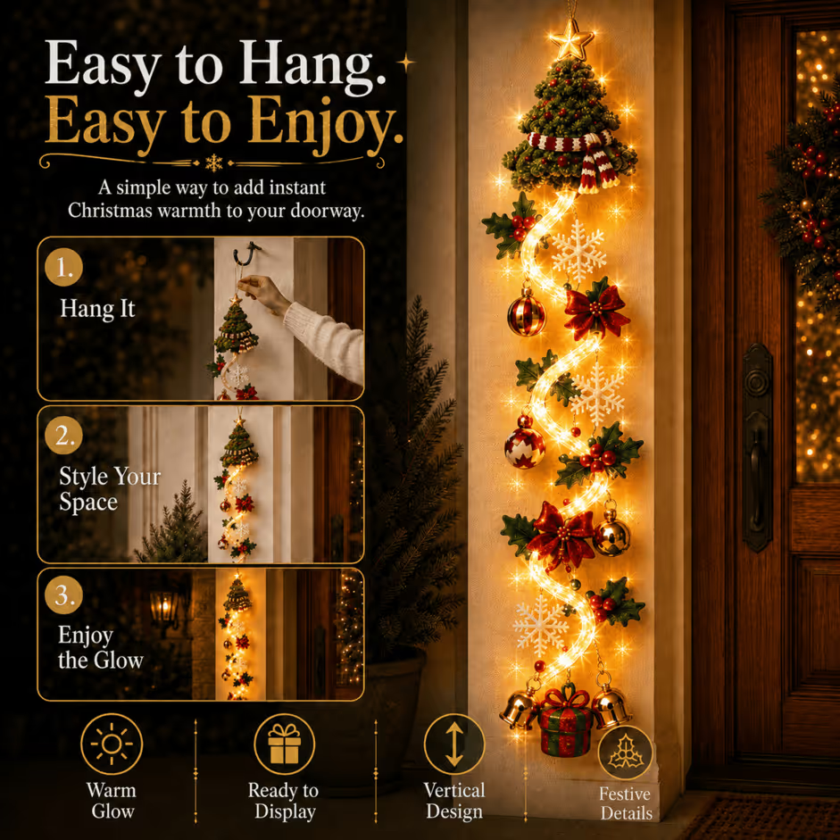 Glowing Christmas Door Hanger|6 Festive Lighted Designs with Warm Glow