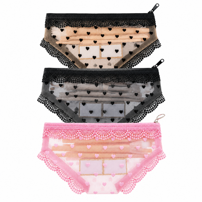 Cute Lace Triangle Briefs Shape Mesh Makeup Bags