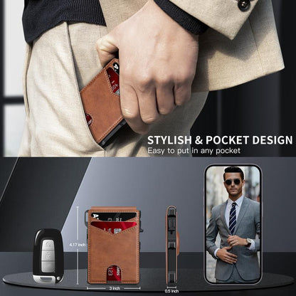 💳Men's Business Wallet Credit Card Holder Pop Up Smart RFlD Blocking Slim Leather