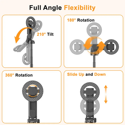 Upgrated 4-in-1 Magnetic Selfie Stick with Remote for Cell Phone 360° Rotation