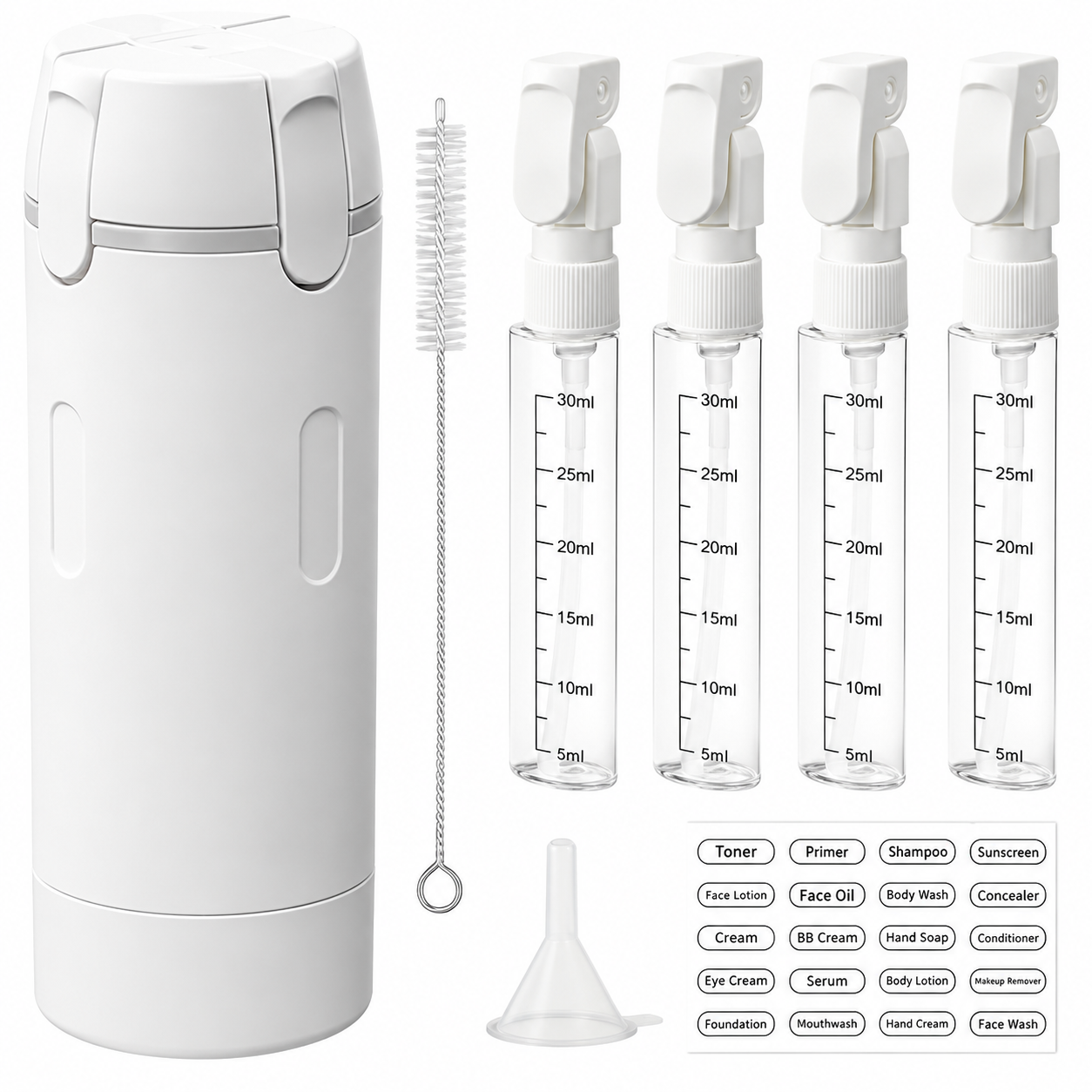 4 in 1 Travel Dispenser Bottle with Scale and Label