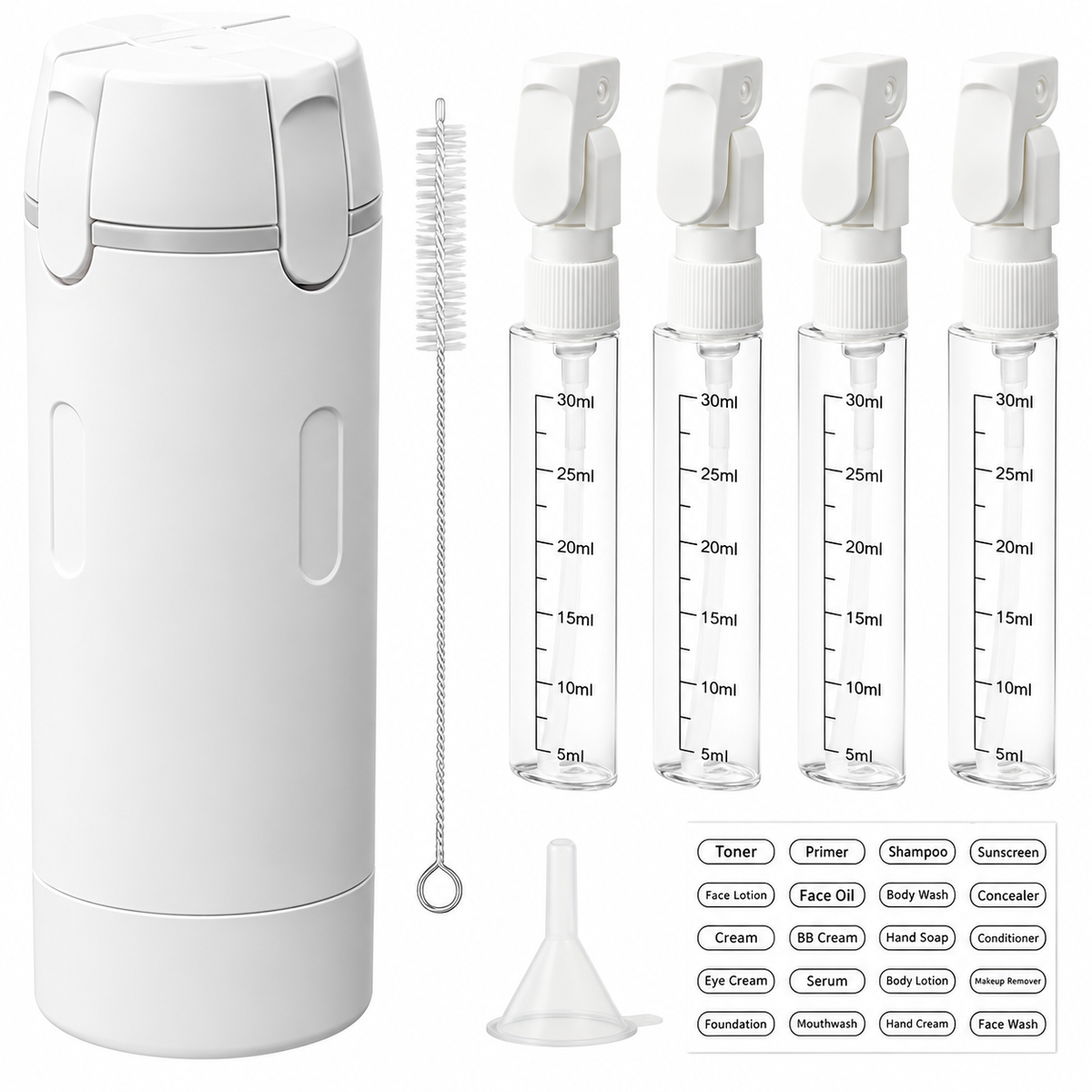 4 in 1 Travel Dispenser Bottle with Scale and Label