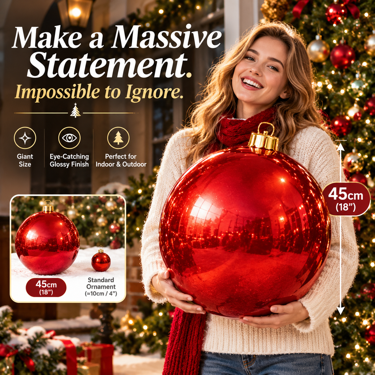 Holiball Inflatable Holiday Ornament – Massive 45cm (18") Reusable Decoration