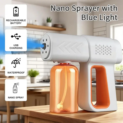 Professional Handheld Wireless Fogger-380ml Nano Sprayer Gun with Blue Light