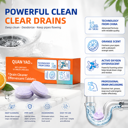 Drain Cleaner Effervescent Tablets for Fresh & Clear Pipes