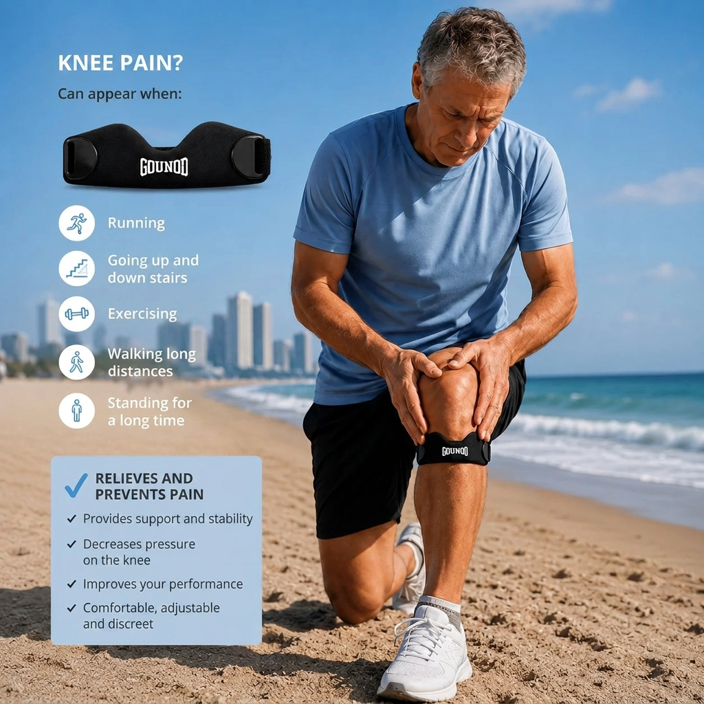 Adjustable Knee Support Straps 2-Pack – Anti-Slip Patellar Band for Running & Cycling
