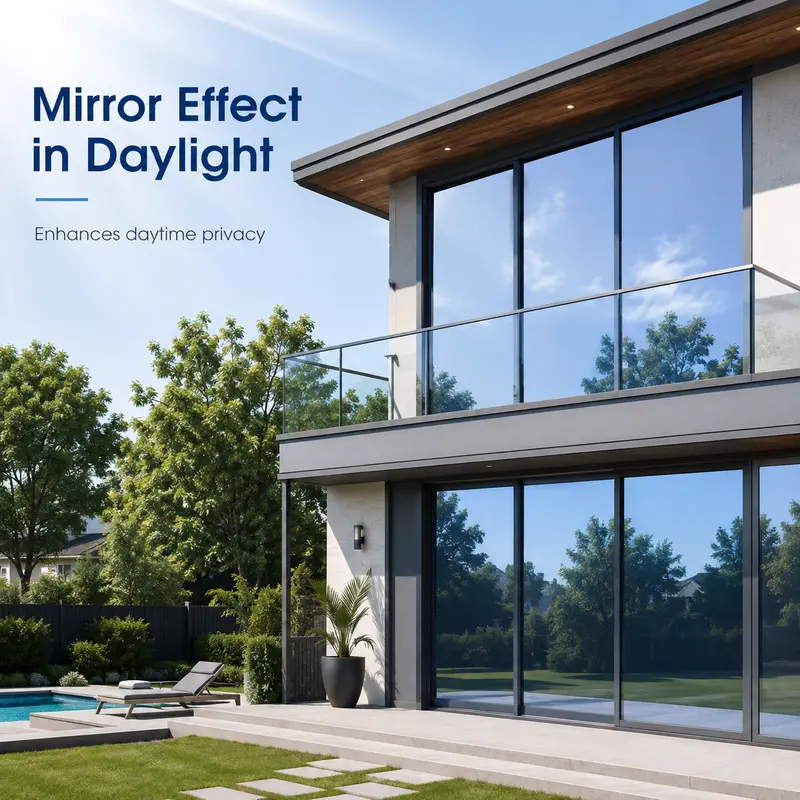 Black Reflective 1-Way Mirror Window Privacy Film