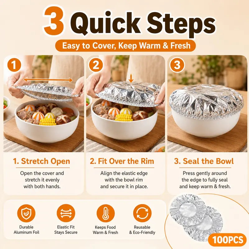 100 Pack Aluminum Foil Bowl Covers