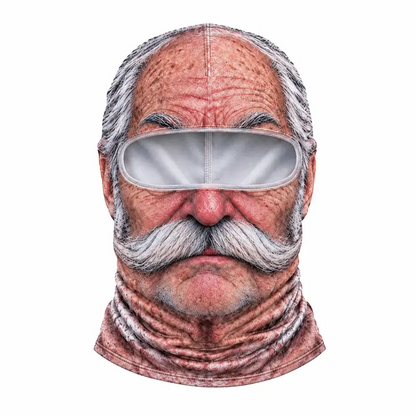 3D Realistic Old Man Face Mask with Hood|Funny Winter Skiing Costume Accessory