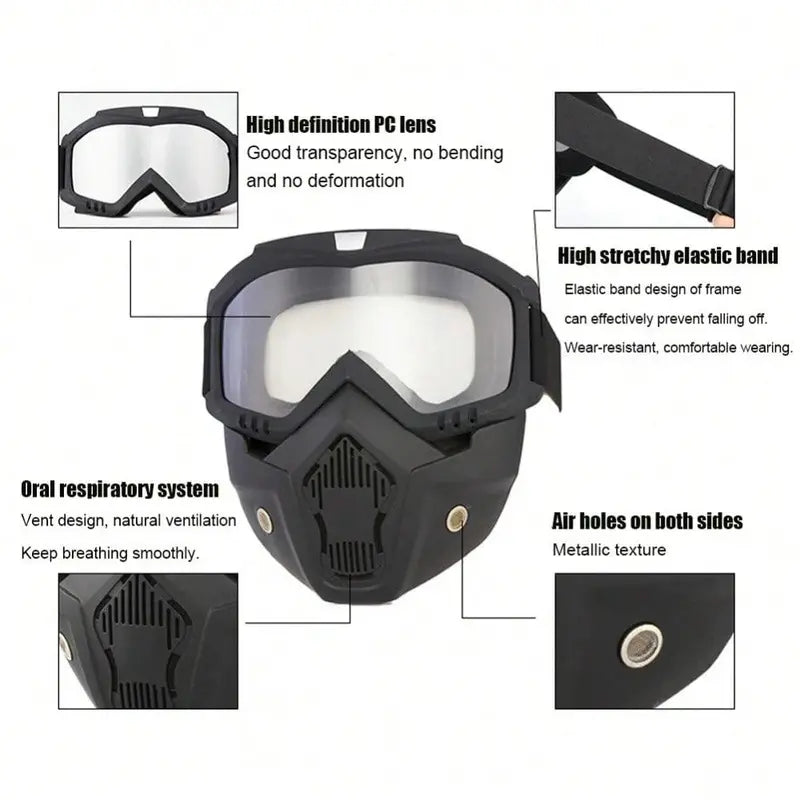 Full Face Protection Mask with Anti-Fog Goggles