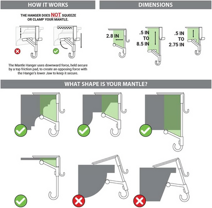 Adjustable Mantel Hook|No-Drill Fireplace Garland Hangers for Mantel