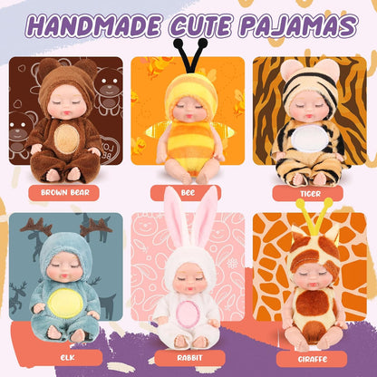 6 Piece Fairy Princess Doll Set-4.3 Inch Lifelike Newborn Baby Dolls