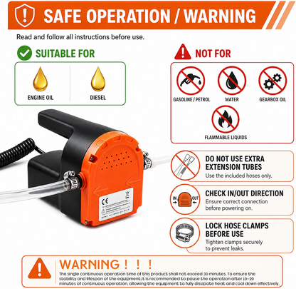 12V Oil Extractor Pump — Electric Oil Change Transfer Pump