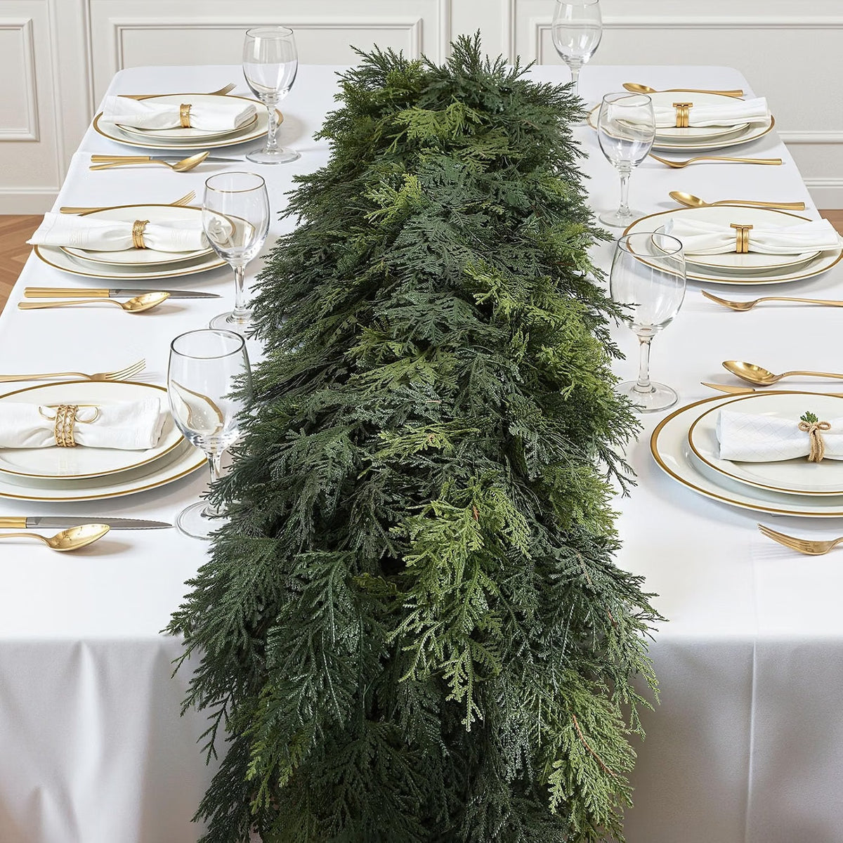 Artificial Christmas Cedar Garlands – Realistic Faux Greenery for Fireplace & Holiday Home Decor