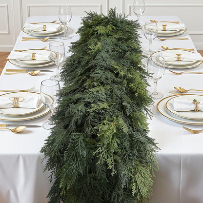 Artificial Christmas Cedar Garlands – Realistic Faux Greenery for Fireplace & Holiday Home Decor