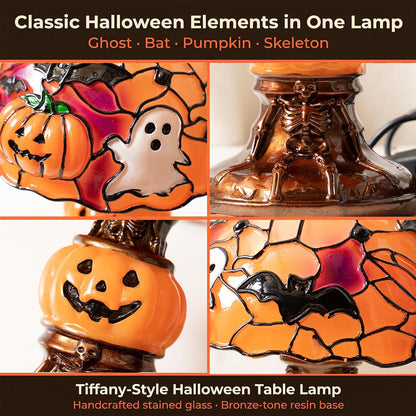 Halloween Pumpkin Lamp – Hand-Painted Design, Warm Glow & USB Powered