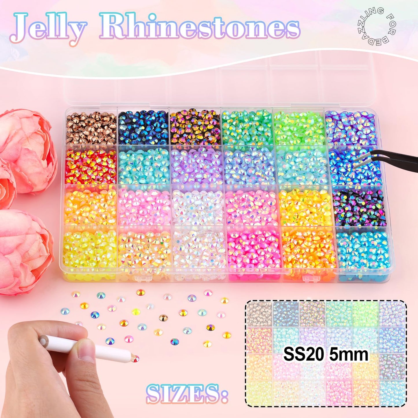 40000Pcs DIY Jelly Rhinestones synthetic beads With Kit for Bedazzling
