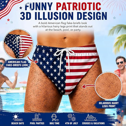 Custom Funny Patriotic Swim Trunks for Men